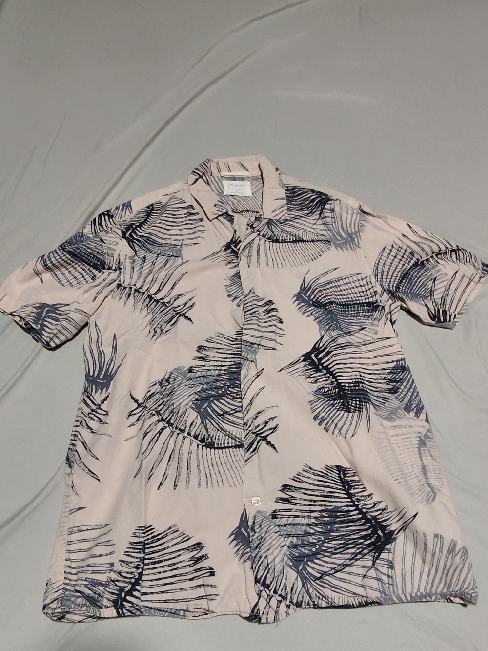 Light Pink Short-Sleeve Printed Camp Shirt